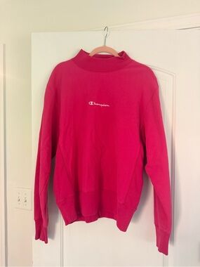 Champion Reverse Weave Pink Mock Neck Sweatshirt Size M